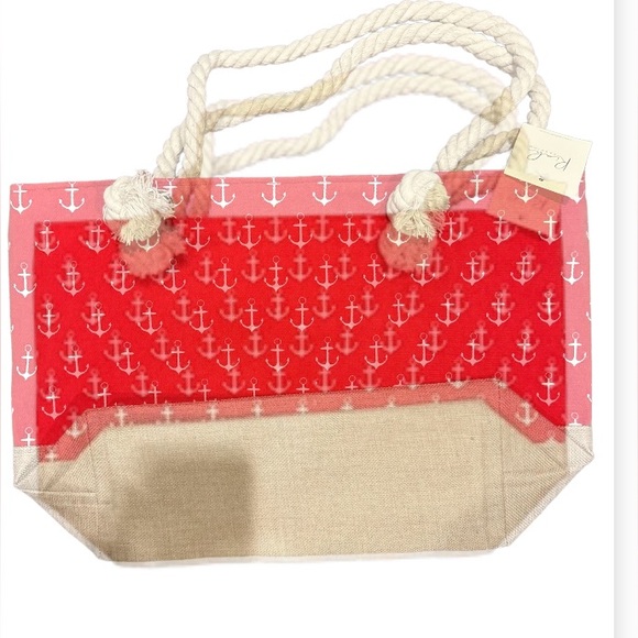 Red Anchor rope handle Beach Bag - Picture 2 of 2